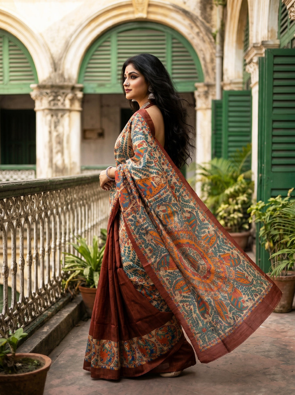 Pure Ghicha Silk Saree | Choclate | Silkmark