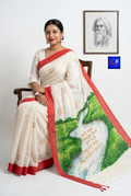 Canvas Saree - Pure Cotton Hand Painted