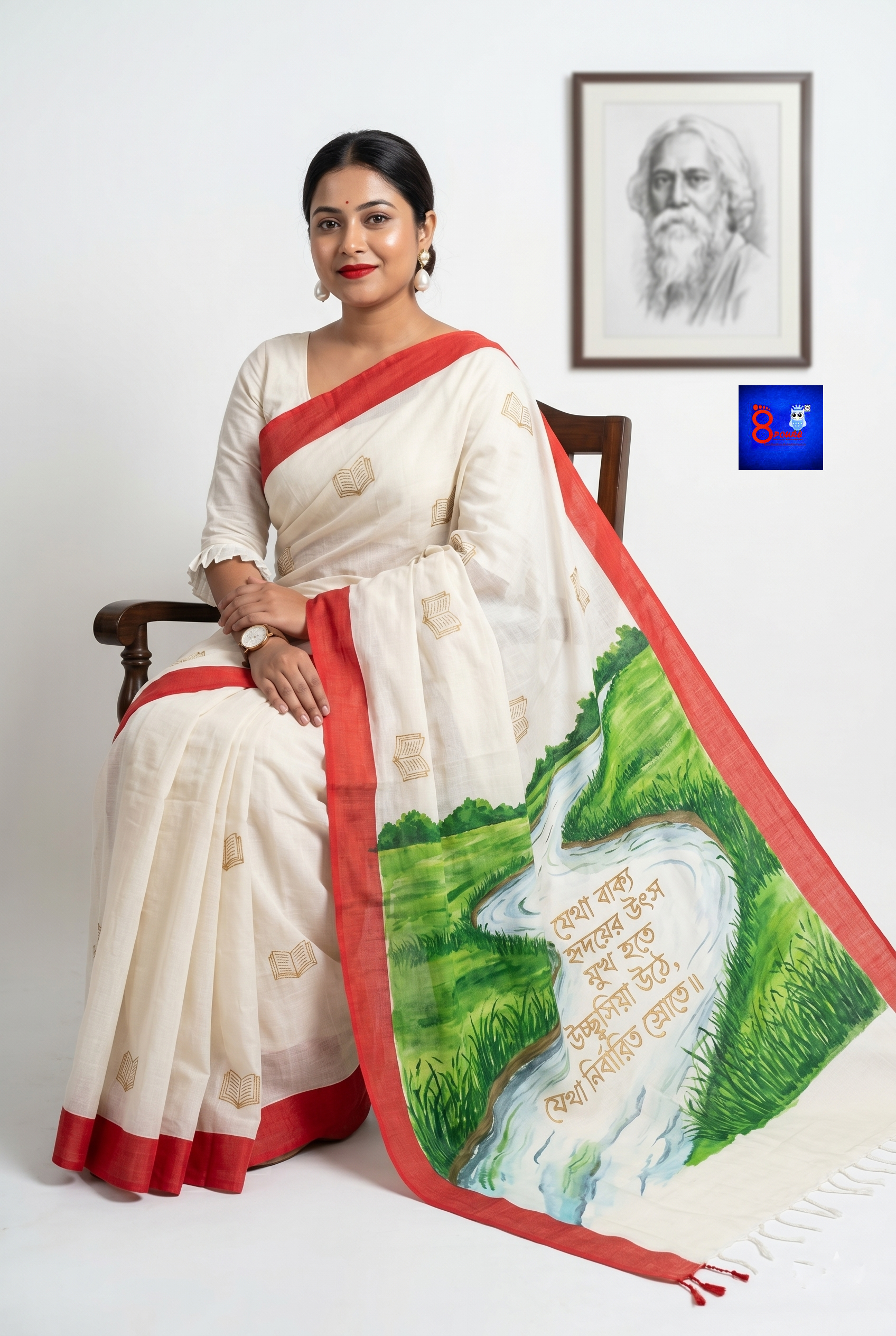 Canvas Saree - Pure Cotton Hand Painted