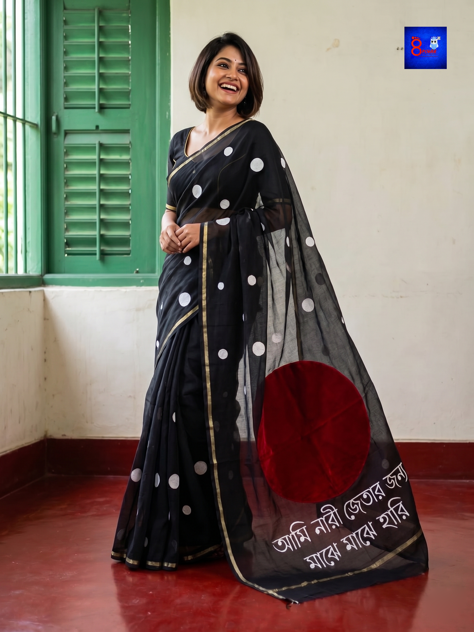 Canvas Saree - Pure Cotton Hand Painted