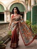 Pure Ghicha Silk Saree | Choclate | Silkmark