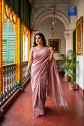 Pure Linen Tissue Saree | Mauve