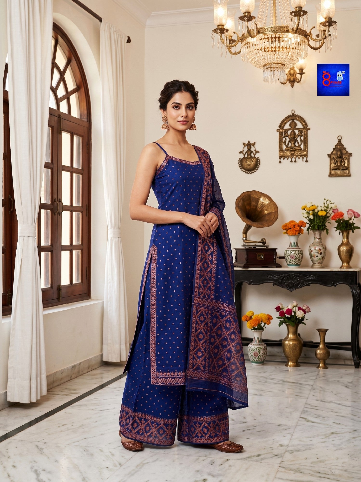 Jamdani Kurti, Palazzo Pant & Dupatta Set