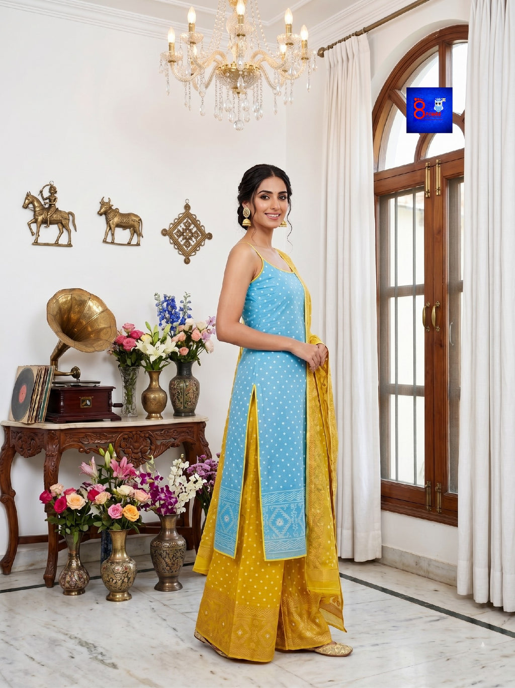 Jamdani Kurti, Palazzo Pant & Dupatta Set