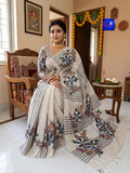 Hand-Painted Pure Bengal Cotton Saree