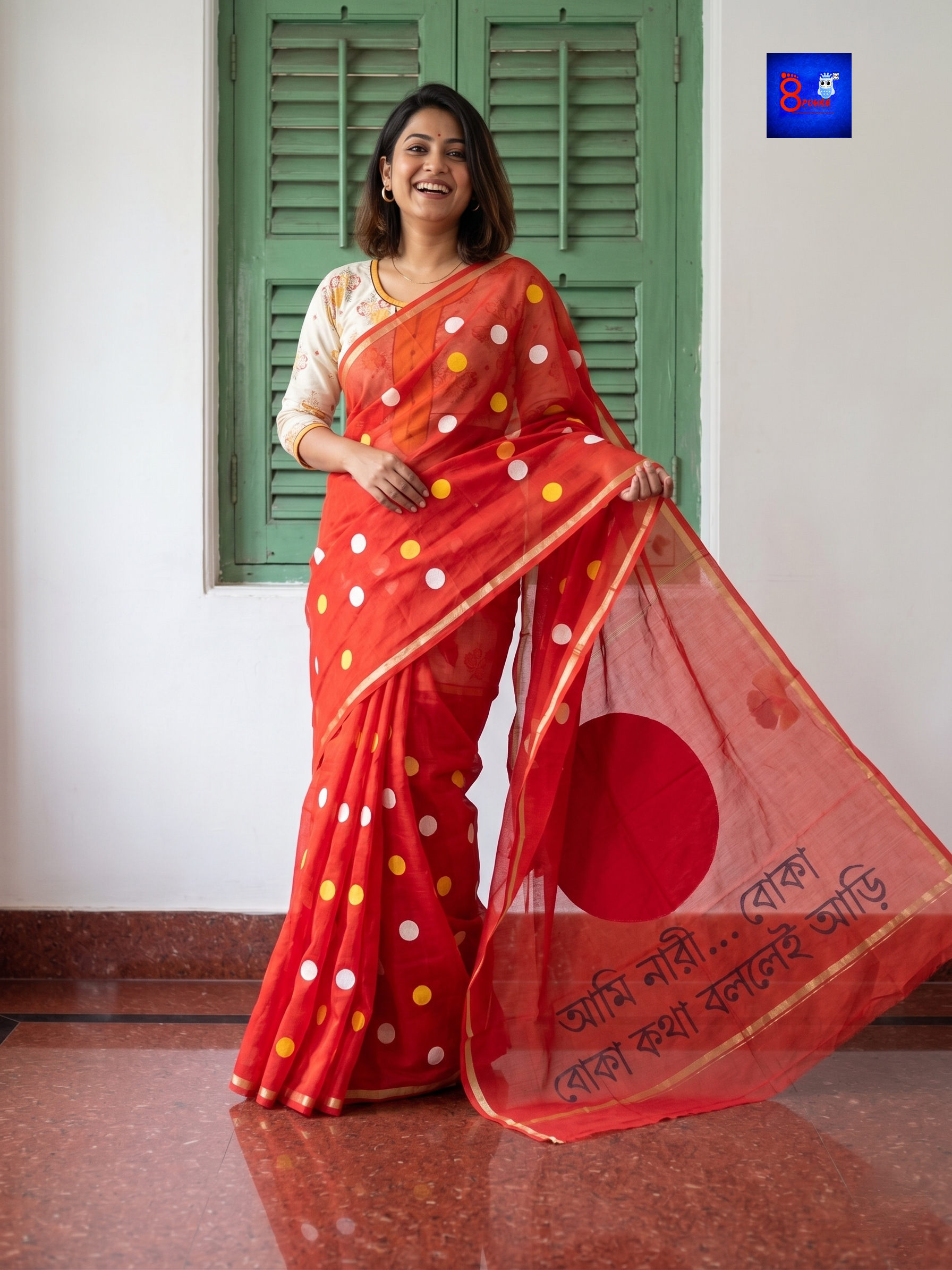 Canvas Saree - Pure Cotton Hand Painted