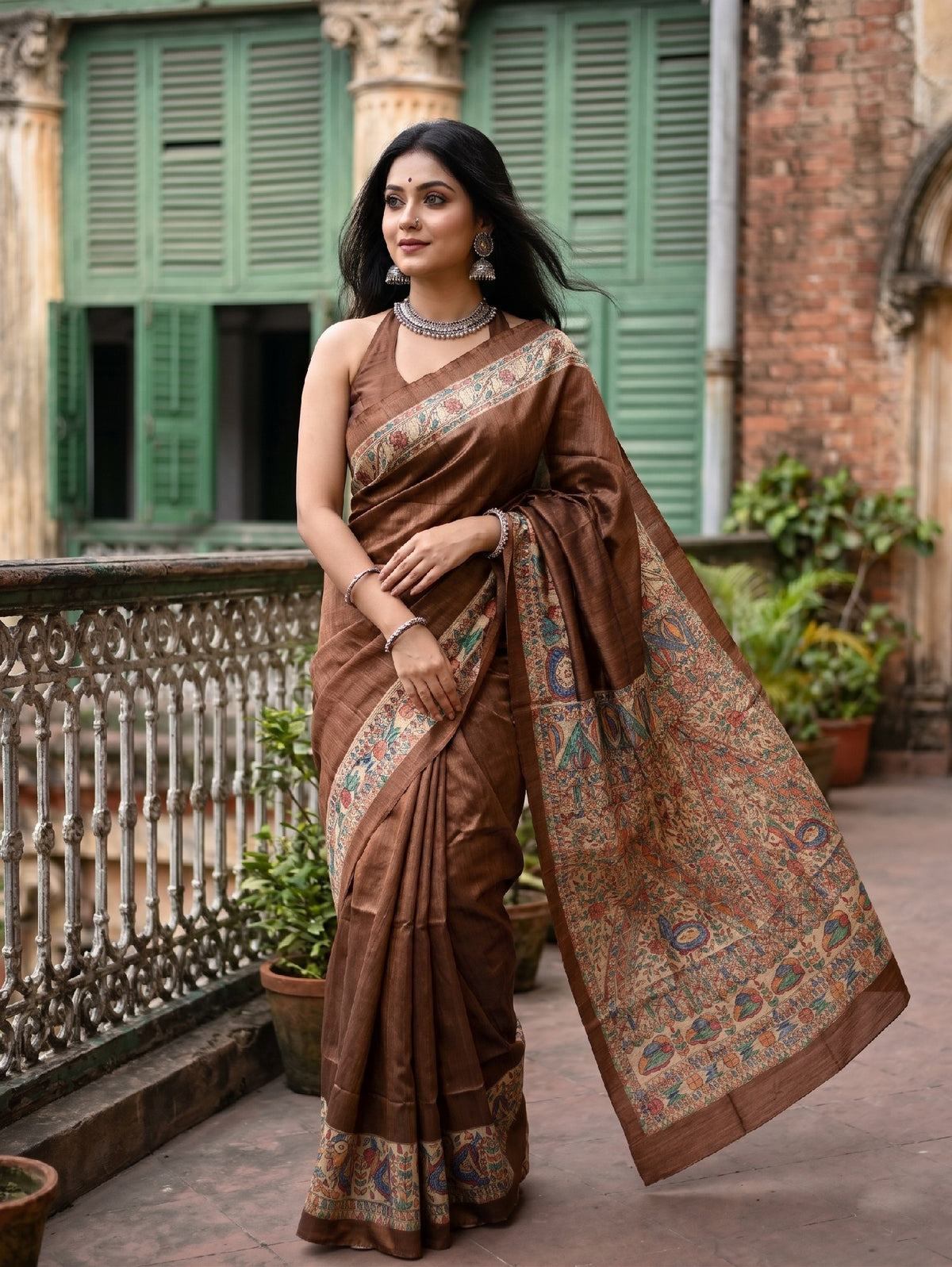 Pure Ghicha Silk Saree | Brown | Silkmark