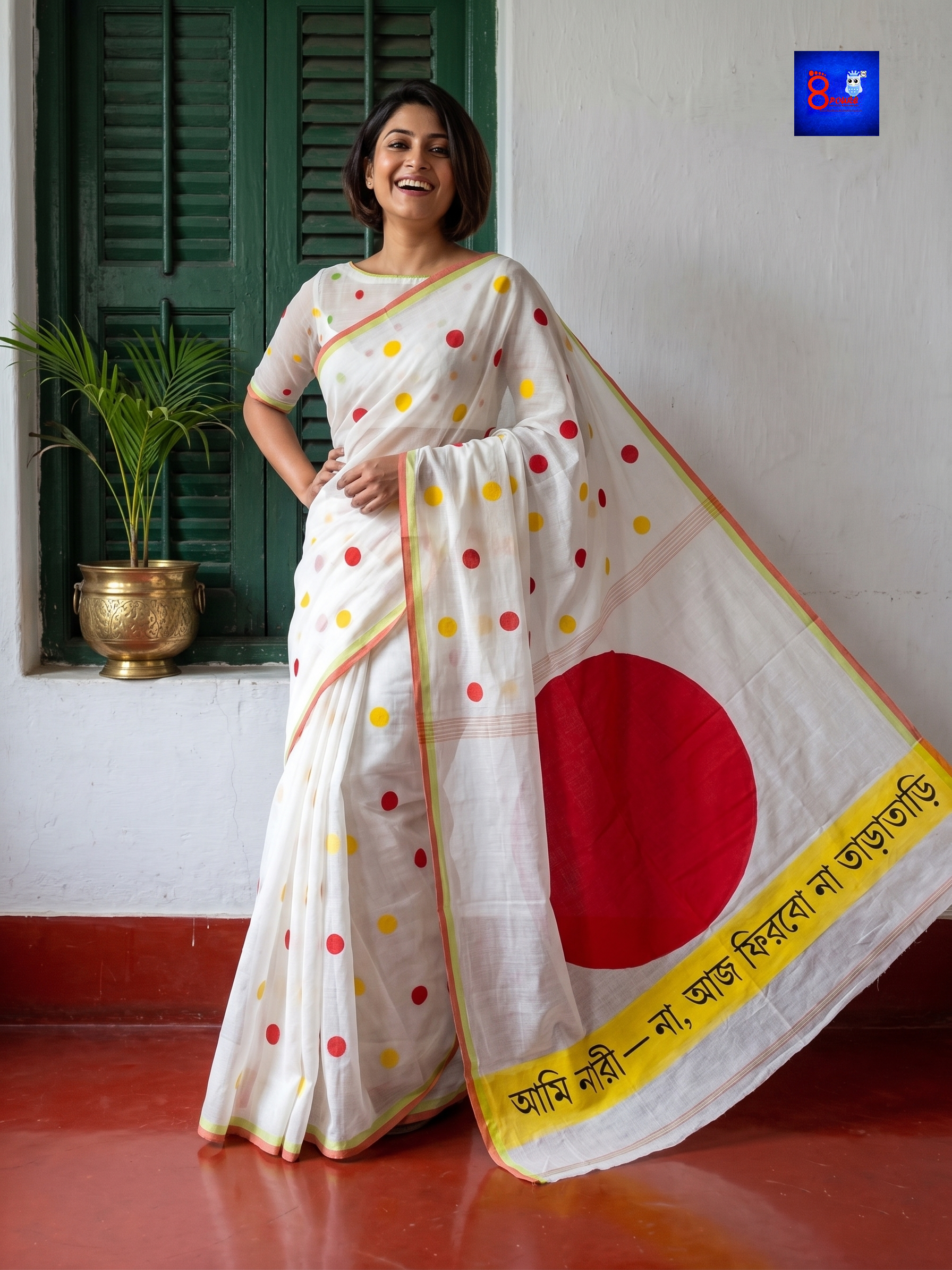 Canvas Saree - Pure Cotton Hand Painted