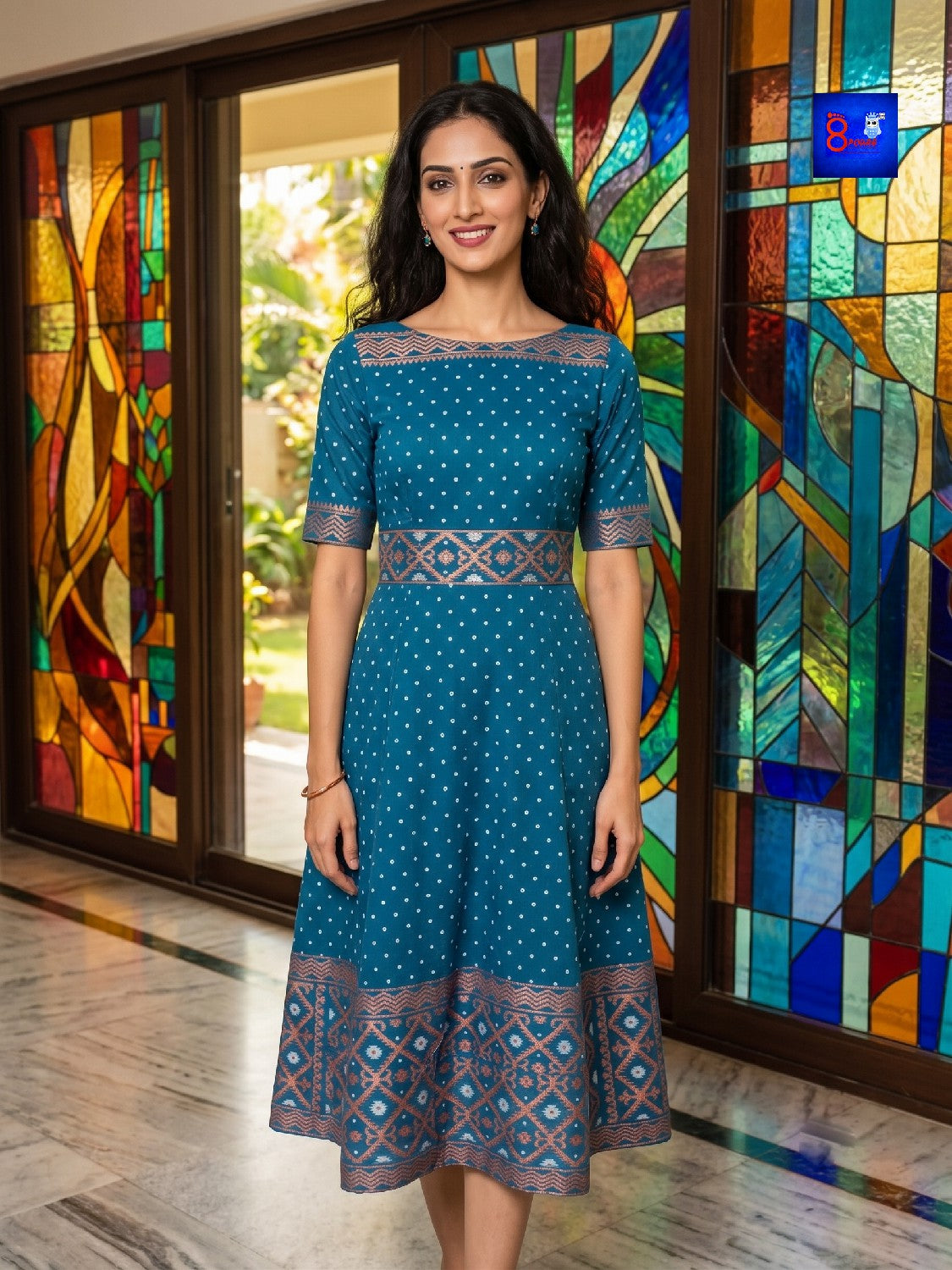 Handloom Jamdani Midi Dress