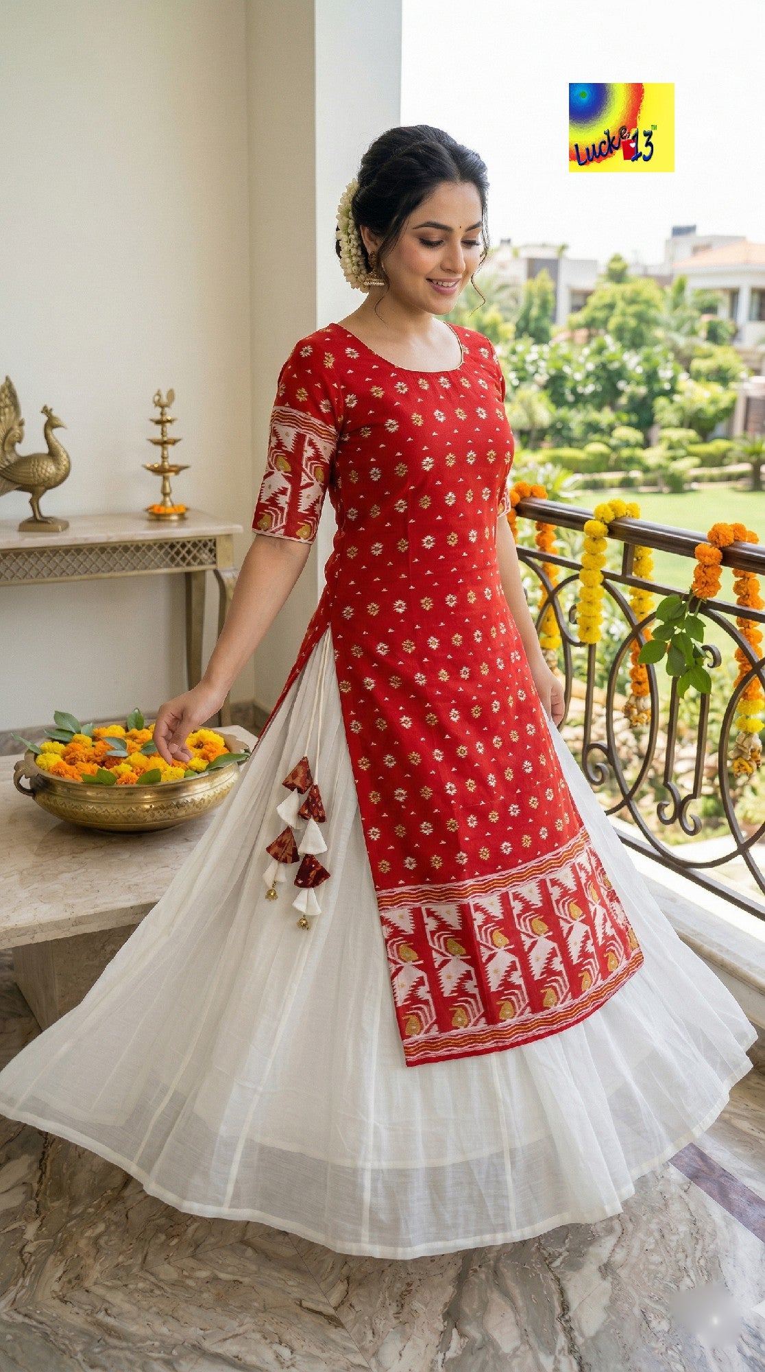 Handloom Jamdani Layered Dress