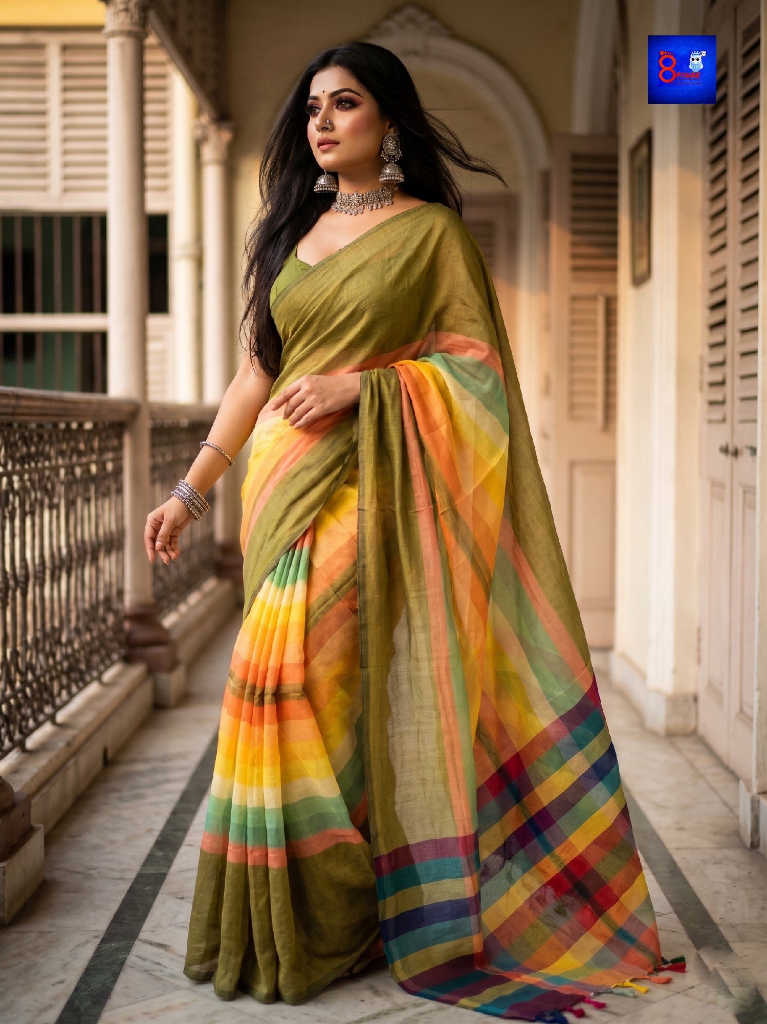 Lightweight Striped Mulmul Cotton Saree