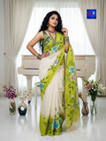 Canvas Saree - Pure Cotton Hand Painted