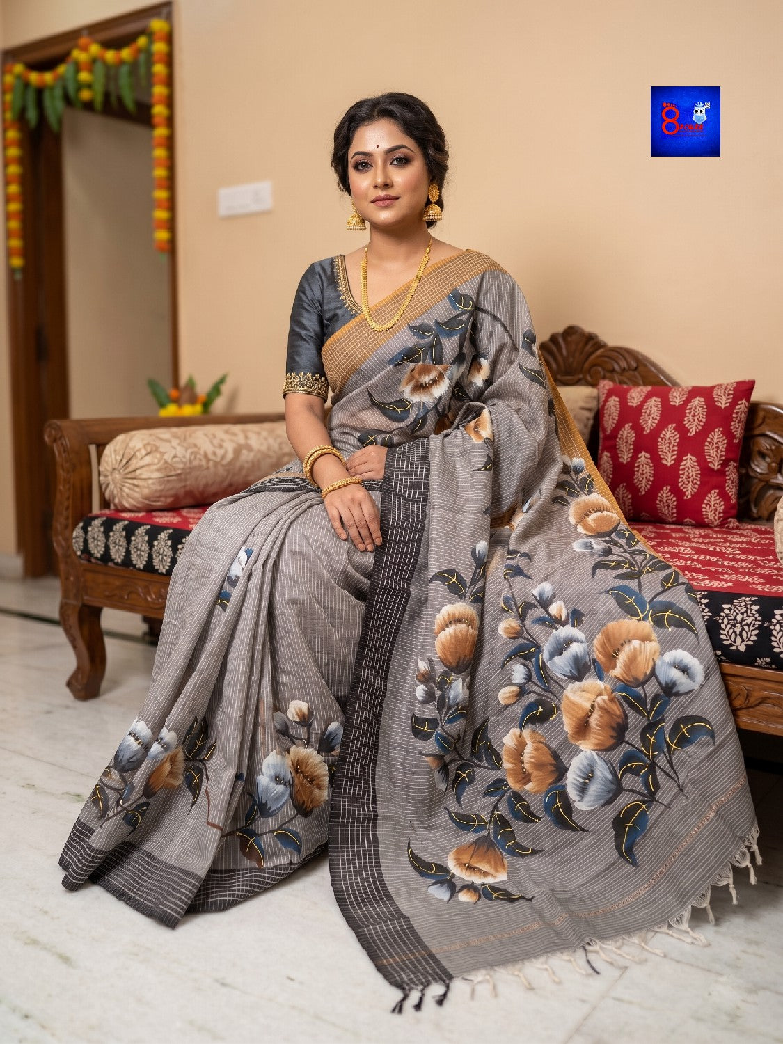 Hand-Painted Pure Bengal Cotton Saree