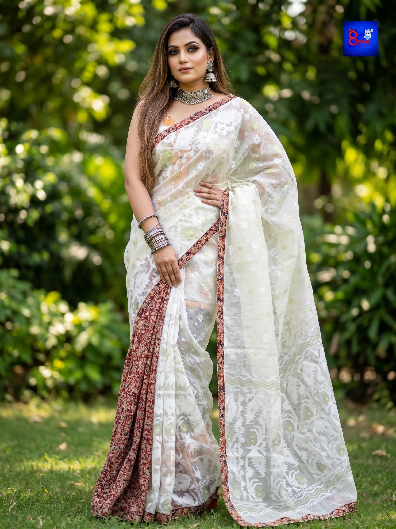 Designer Jamdani Kalamkari Saree