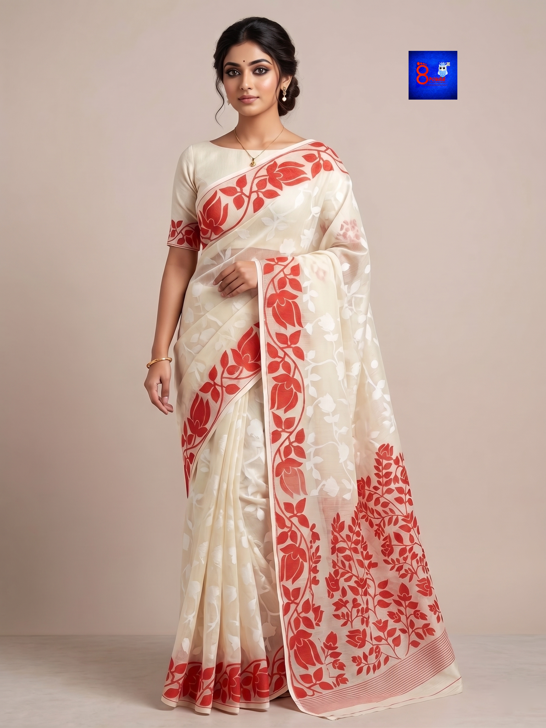 Pure Cotton Jamdani Saree with Blouse Piece