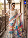 Lightweight Striped Mulmul Cotton Saree