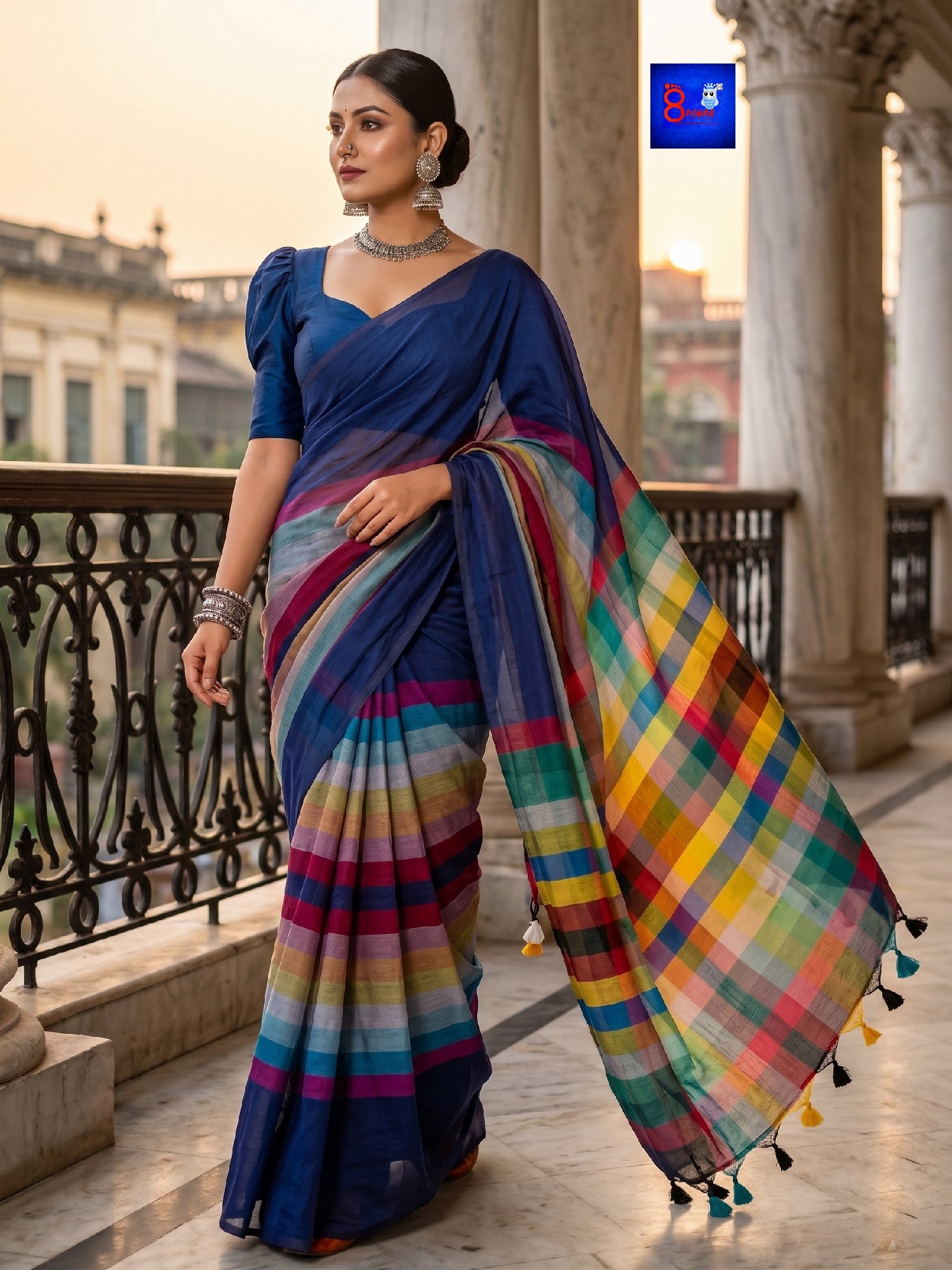 Lightweight Striped Mulmul Cotton Saree