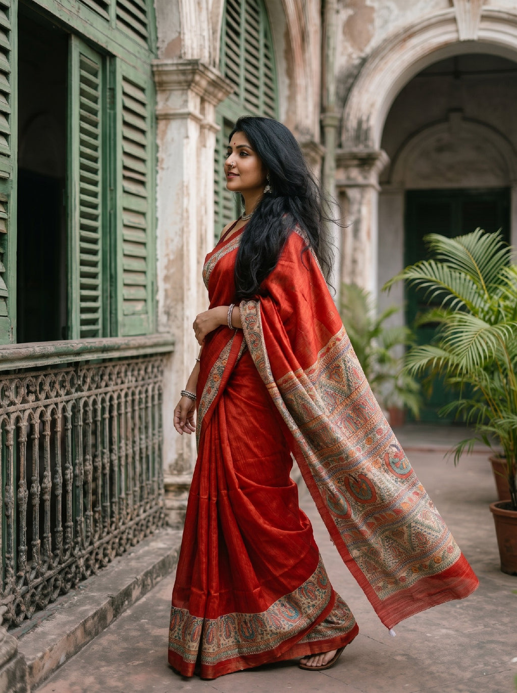 Pure Ghicha Silk Saree | Fluroscent Orange | Silkmark