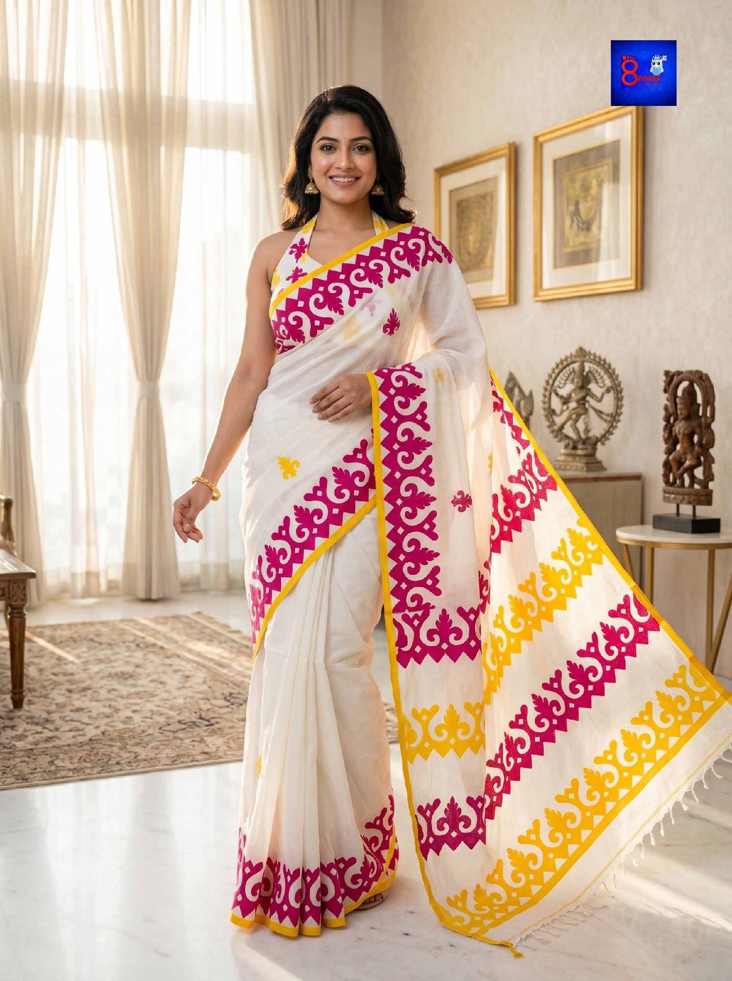 Pure Cotton Designer Appliqué Saree | CDA 09