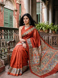 Pure Ghicha Silk Saree | Rust | Silkmark