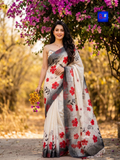 Canvas Saree - Pure Cotton Hand Painted