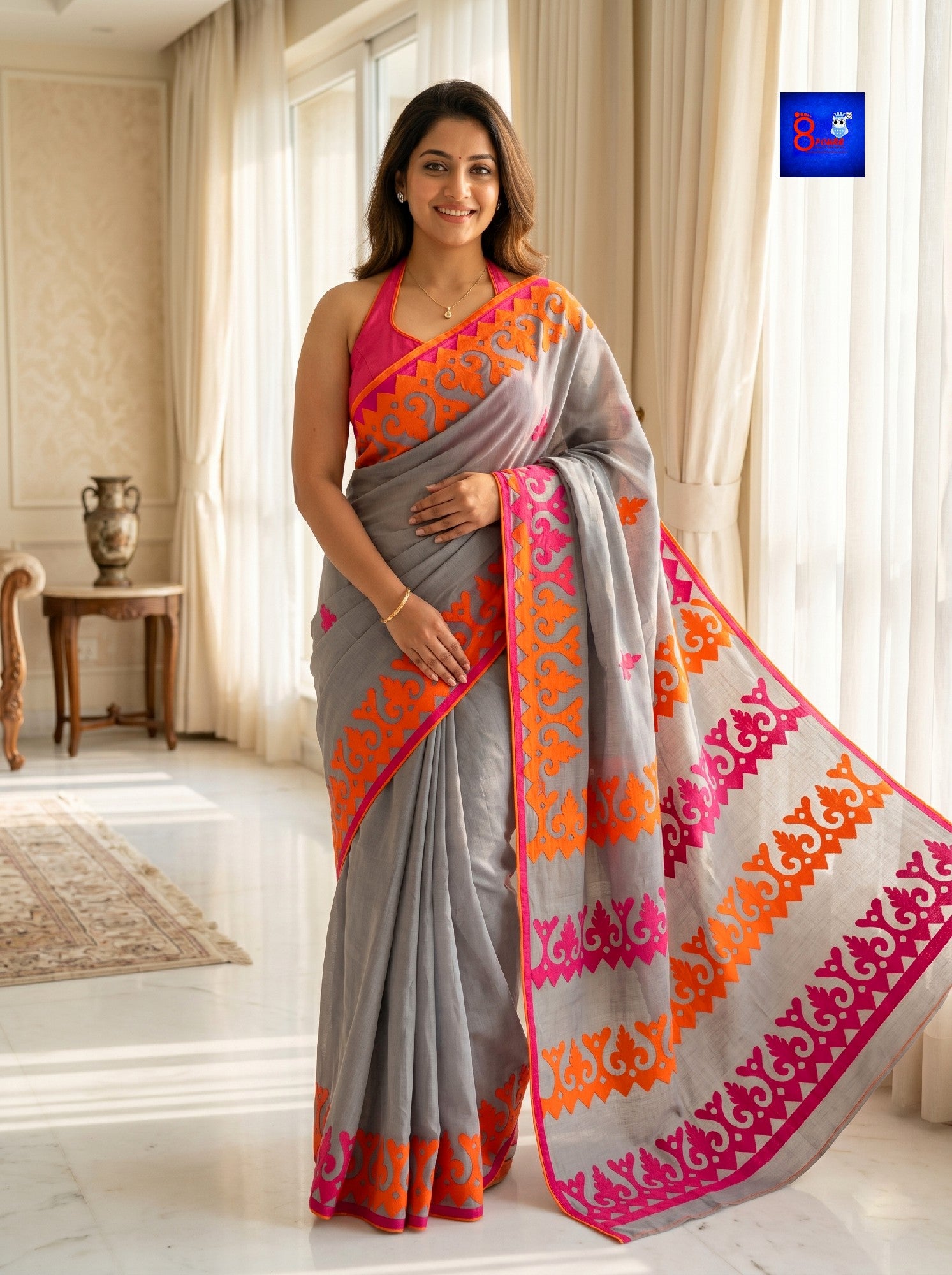 Pure Cotton Designer Appliqué Saree | CDA 10