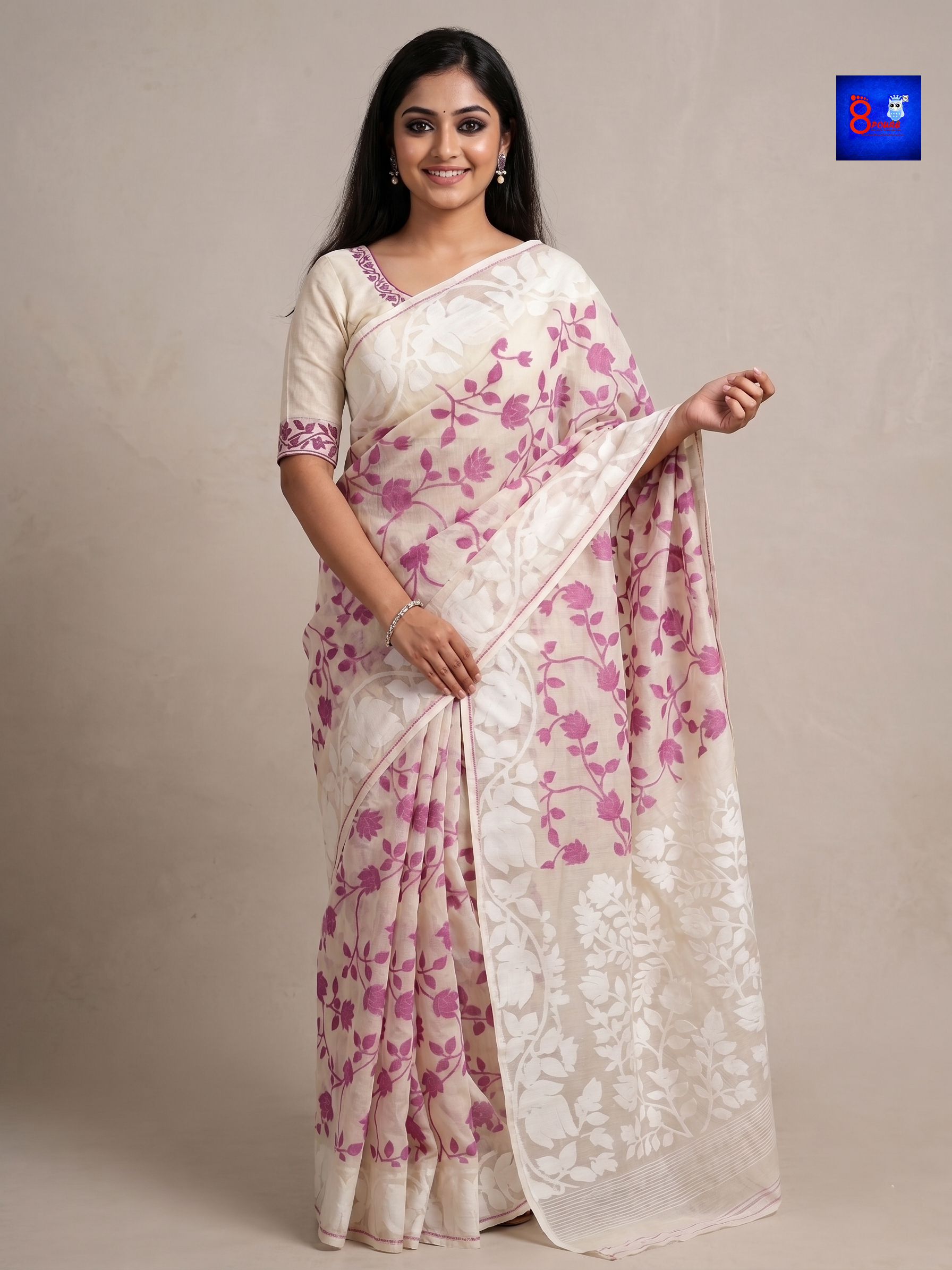 Pure Cotton Jamdani Saree with Blouse Piece
