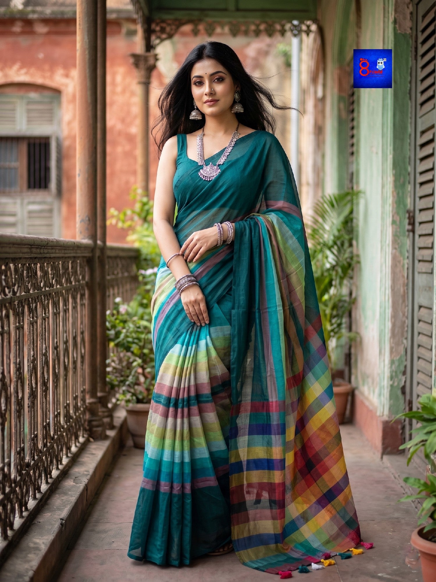 Lightweight Striped Mulmul Cotton Saree