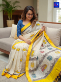 Handwoven Cotton Hand Block Printed Saree