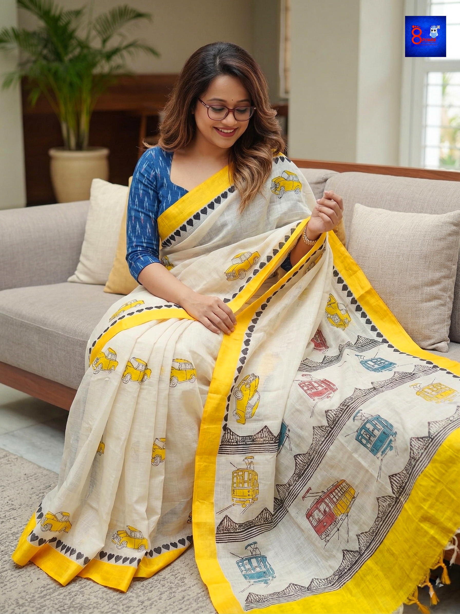 Handwoven Cotton Hand Block Printed Saree