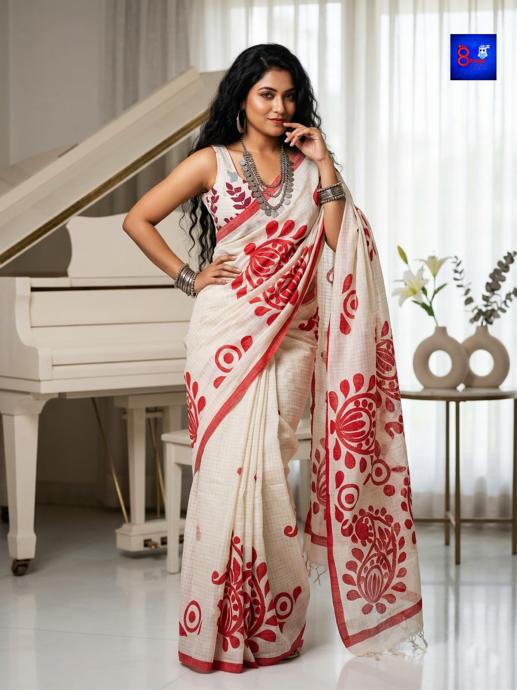 Canvas Saree - Pure Cotton Hand Painted