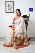 Canvas Saree - Pure Cotton Hand Painted