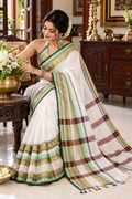 Fuliya Woven Khadi Saree - Ivory