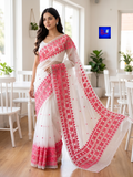 Pure Organza Kathiawadi Embroidery Saree