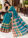 Fuliya Woven Khadi Saree - Sea Green