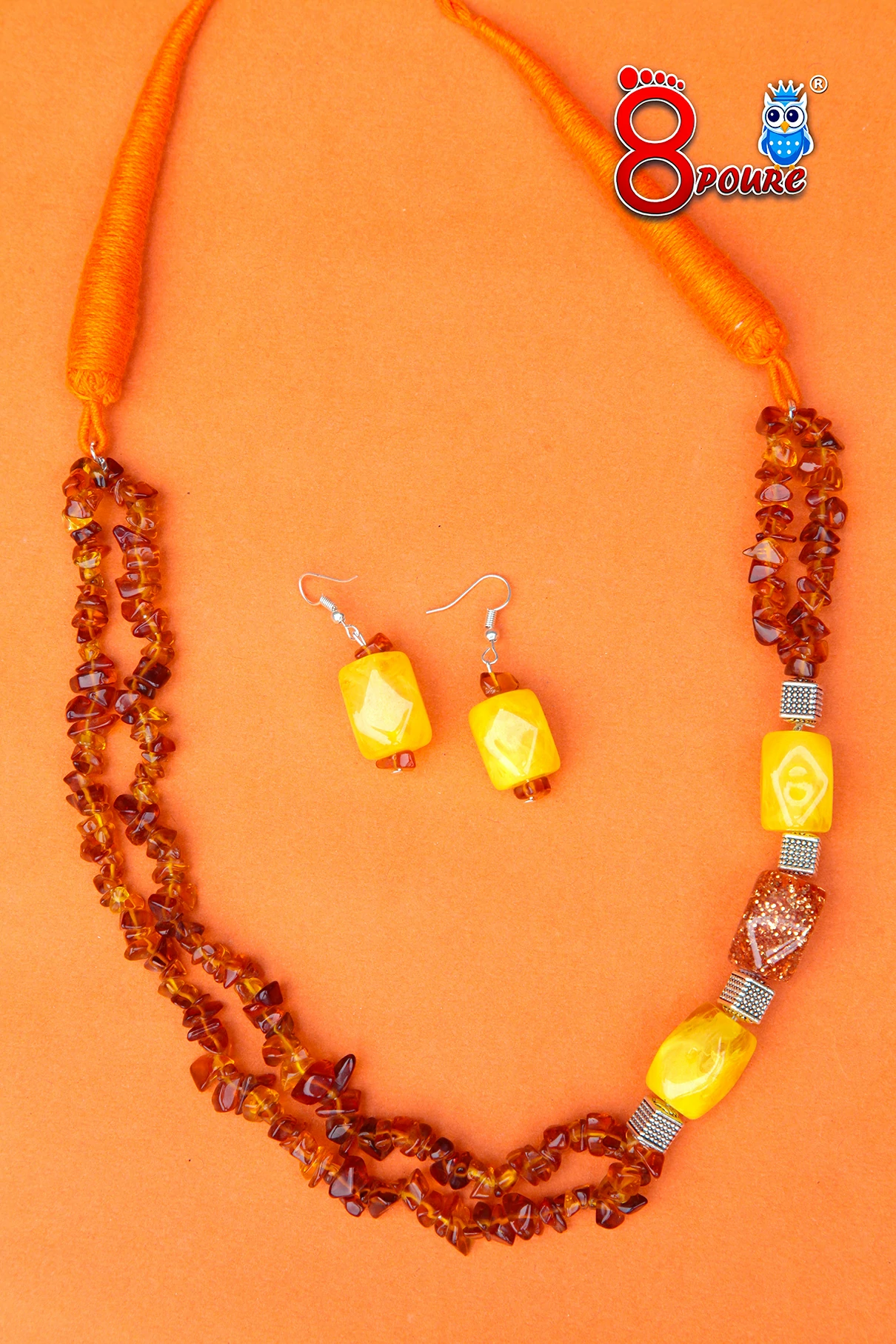 Uncut Crystal With Chemical Beads Jewellery Set | Necklace & Earings
