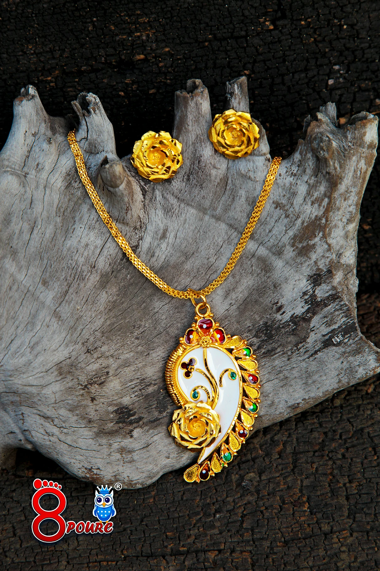 Minekari Pendnt with Eartop | 1.5 Gram Gold Jewellery