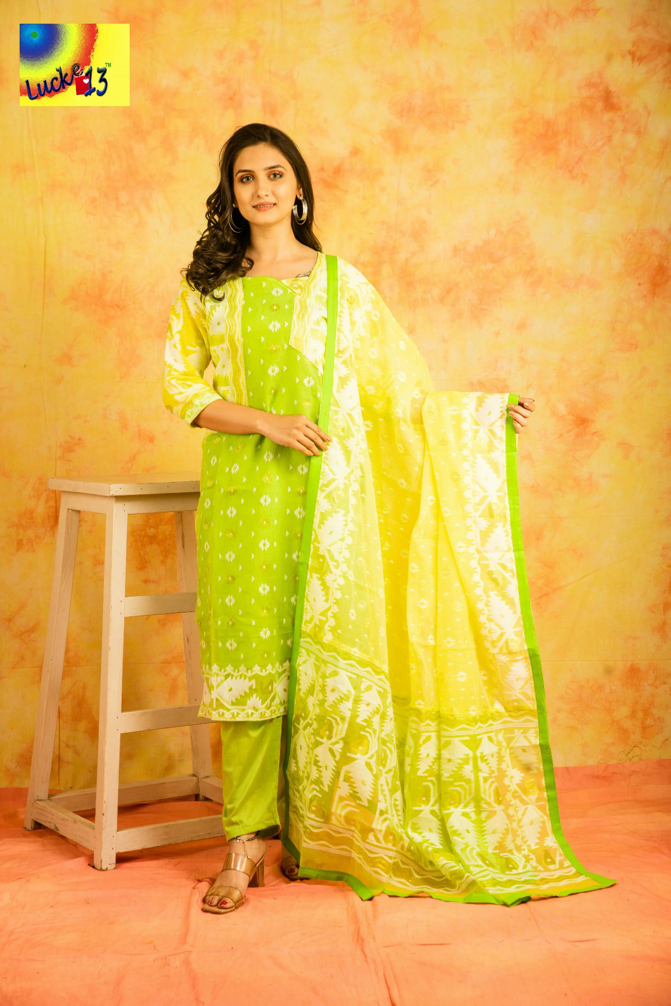 Jamdani Kurti Dupatta | Parrot Green | JKD 64