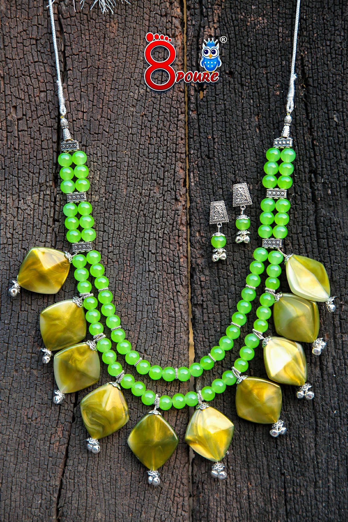 Opaque Crystal With Chemical Beads | Junk Jewellery Set | Pistachio