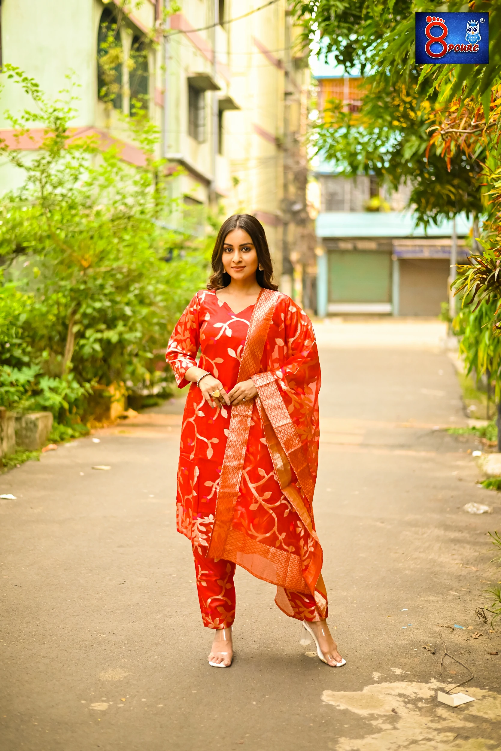 Musline Jamdani Kurti Dupatta | Red | MJK01