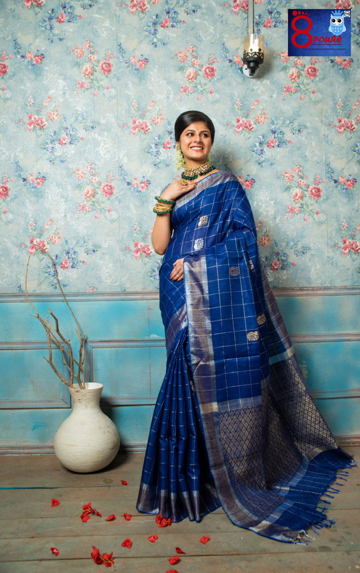 Raw Silk Kanchipuram (SILK MARK) Saree | Neavy Blue  | RSK 04