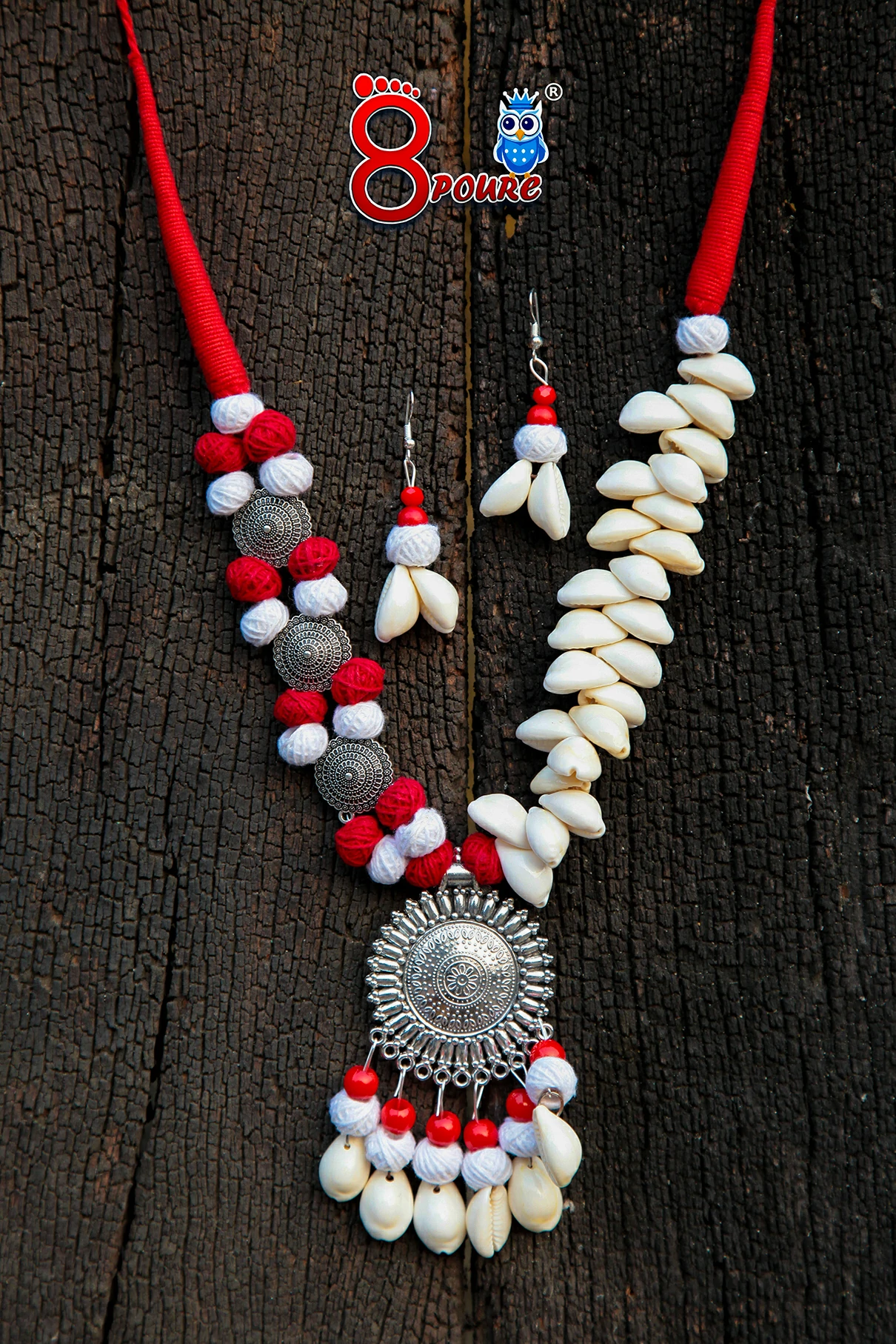 German Silver Jewellery Set | Red & White 