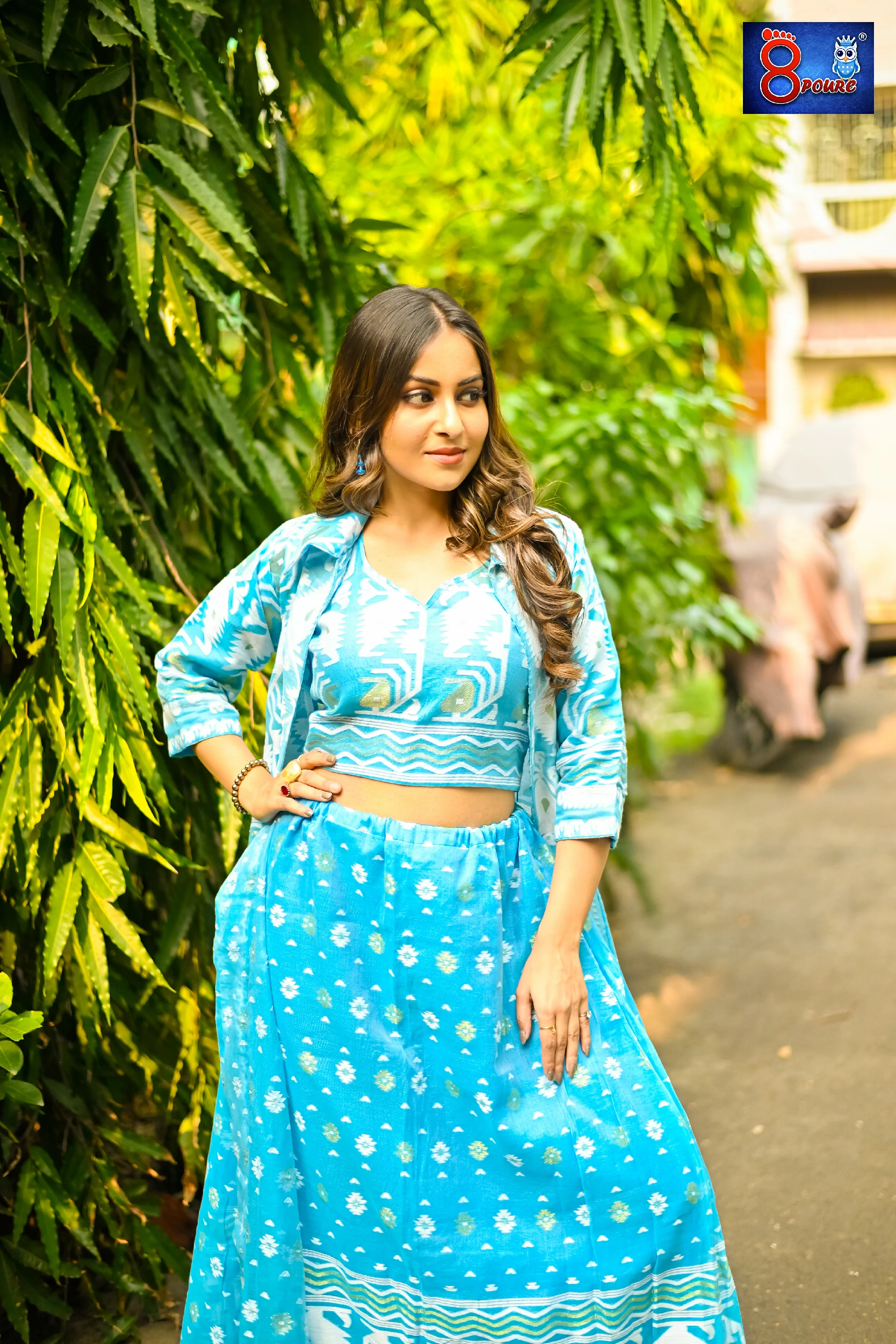 Sky Jamdani Lehenga 3Pcs Set | SWT 20