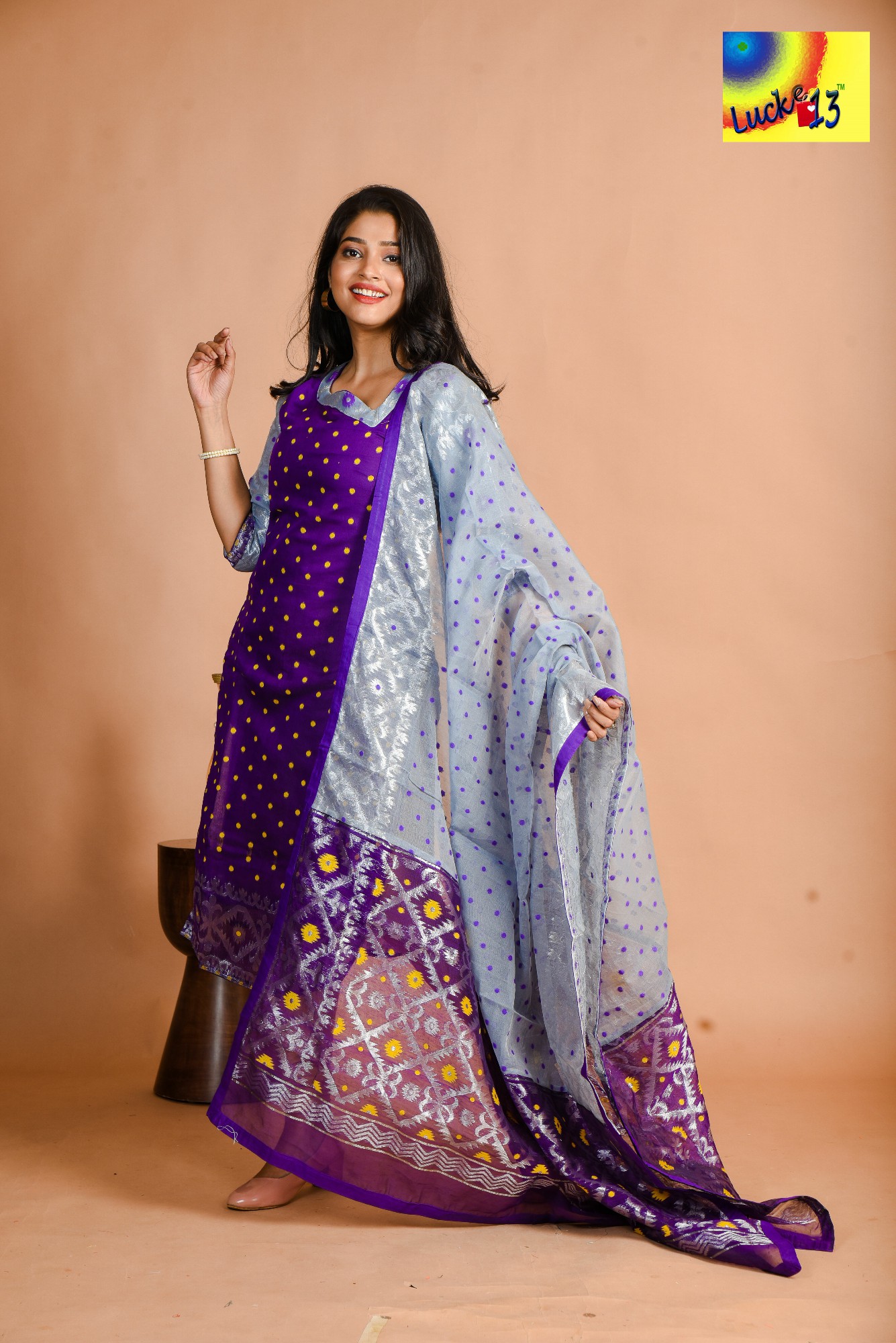 Jamdani Kurti Dupatta | Purple Grey| JKD 62
