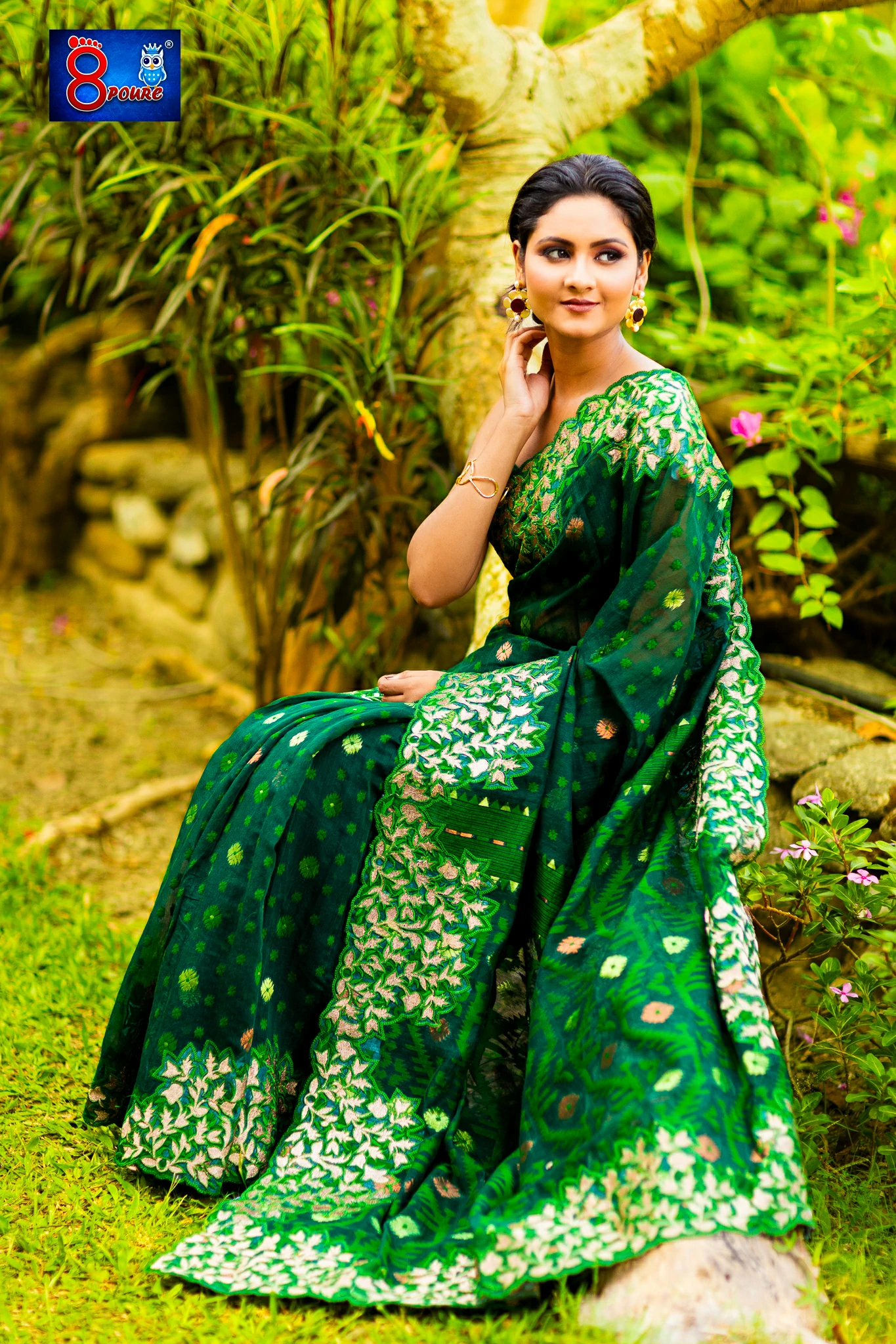 8POURE JAMDANI ZARDOSHI | BOTTLE GREEN  | TPP 13
