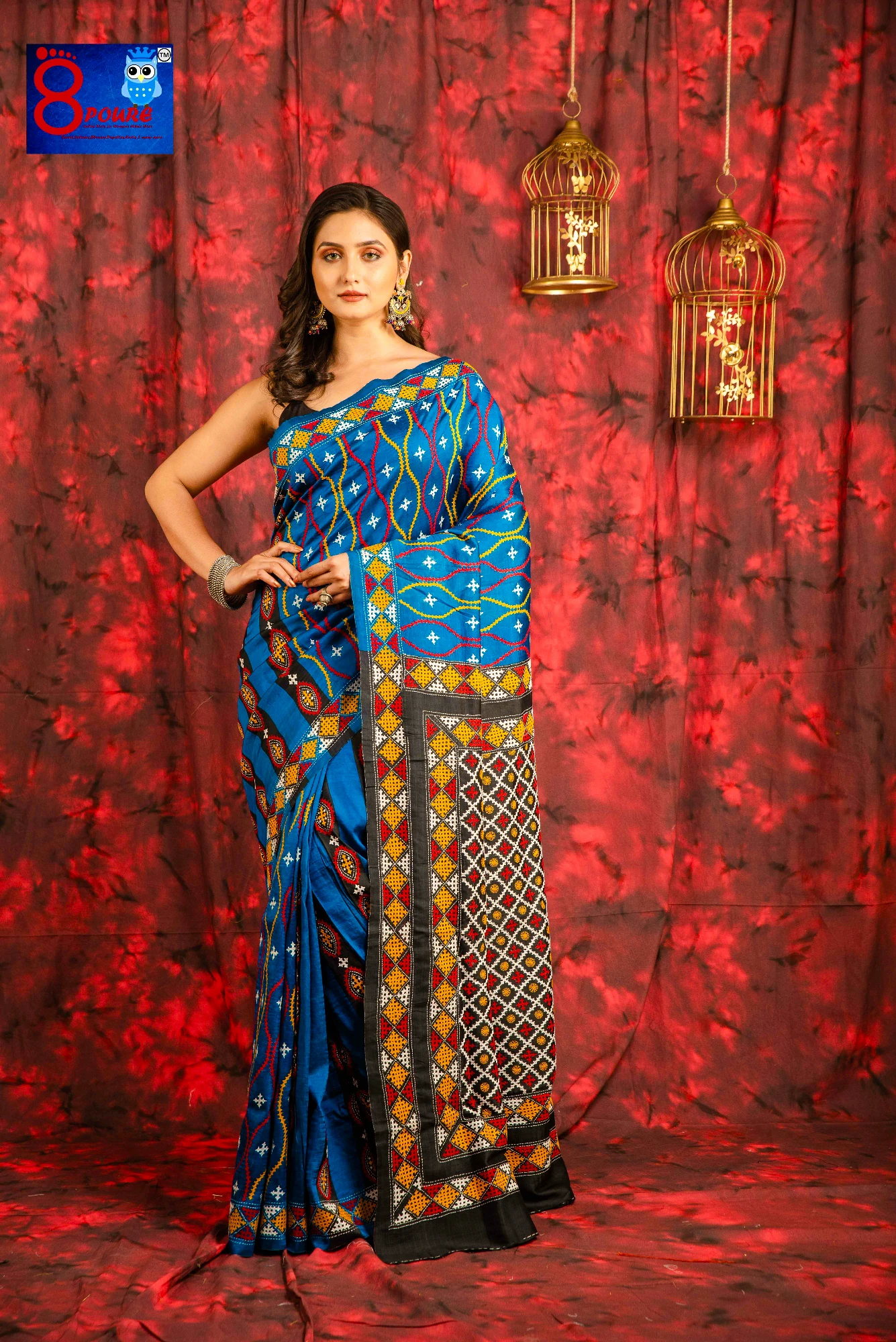 Hand Embroidered Pure Bangalore Silk Saree 