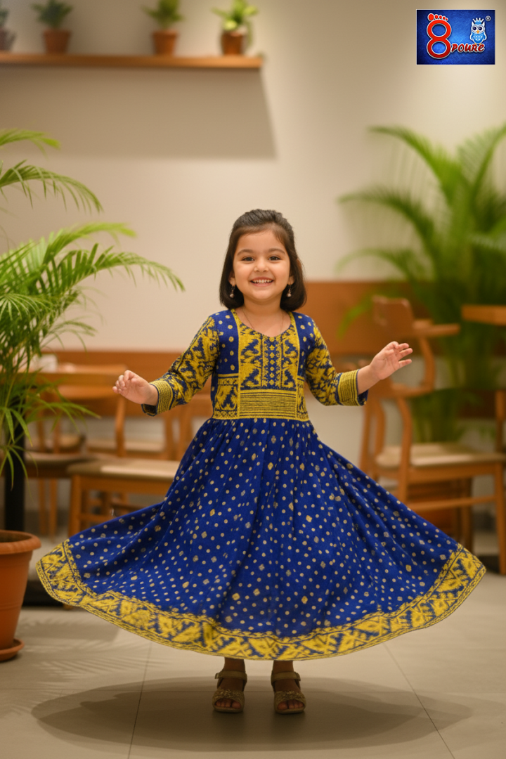 Baby Jamdani Gown | CCP 03 | Blue 