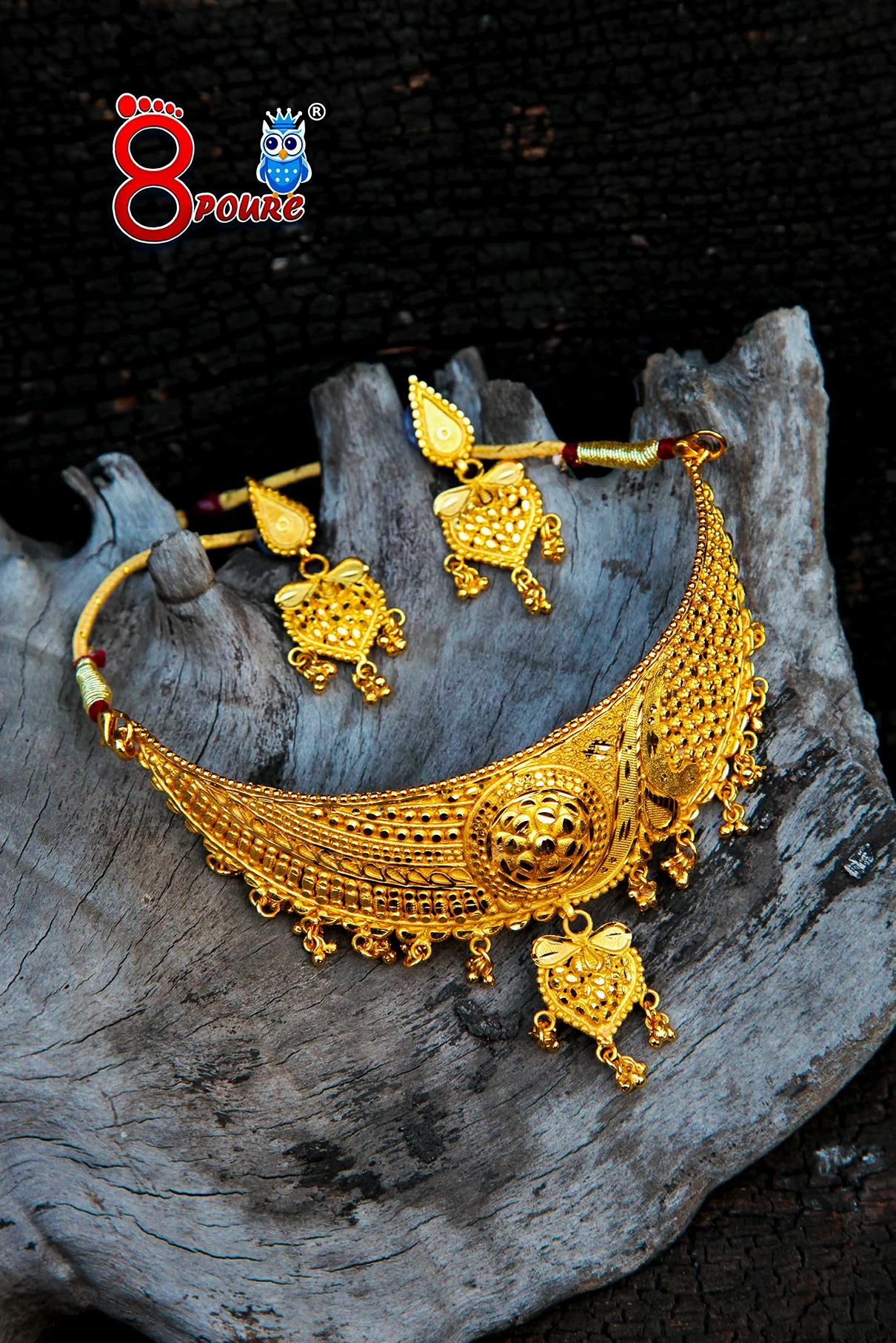 Crown Chocker Necklace With Earing Set | 1.5 Gram Gold Forming Jewellery 