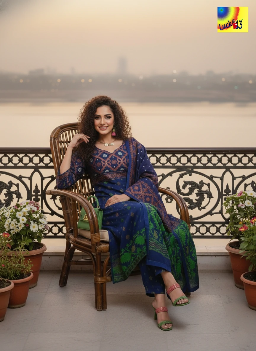 Jamdani Kurti , Pant with Dupatta	