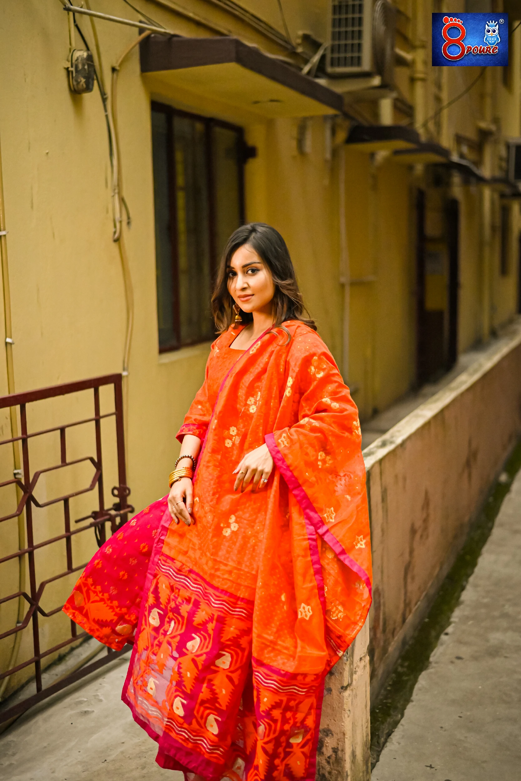 Rani Orange Jamdani Kurti Dupatta | JKD 76
